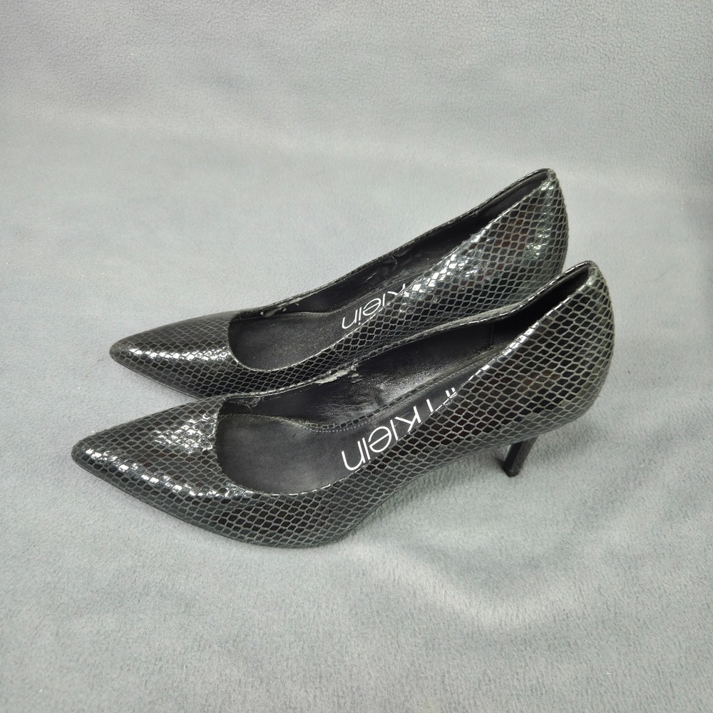 Calvin Klein Shoes Women's Size 9.5 Black Snakeskin-print Stiletto Pumps